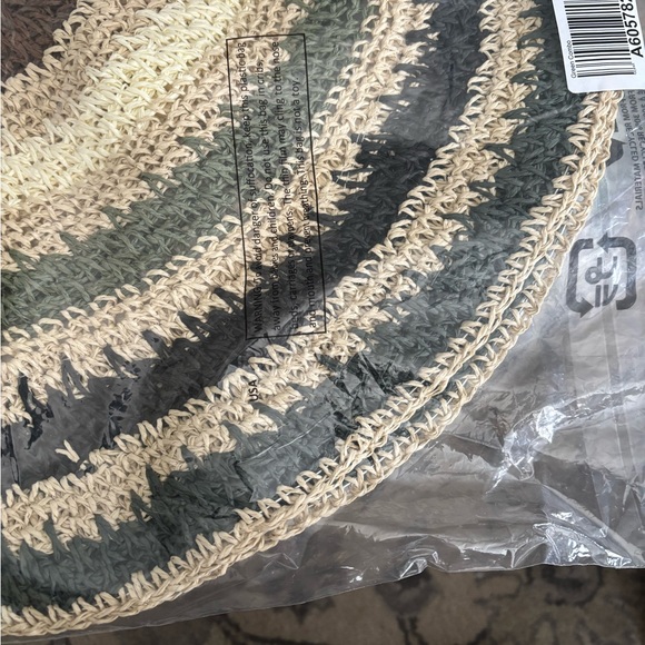 NEW IN BAG NIB Lori Goldstein LOGO Adjustable Striped Sun Hat in Green Black - Picture 2 of 7